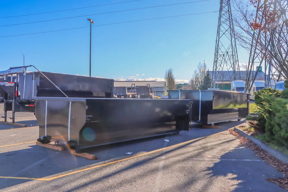 Roll-off dumpster ready for waste disposal at job site for Yard Waste Dumpster Rental in Little Falls